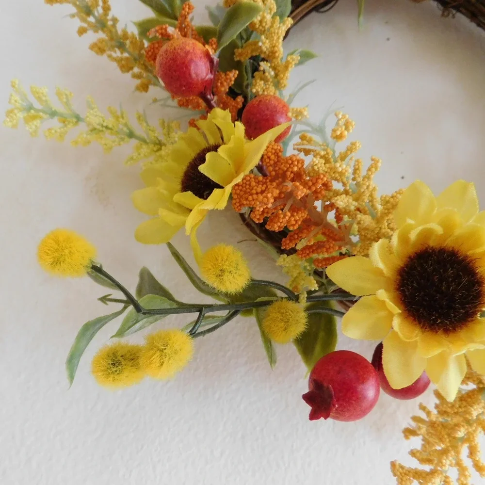Mini Sunflower‎ Grapevine Wreath, Year Round Cabinet Decor